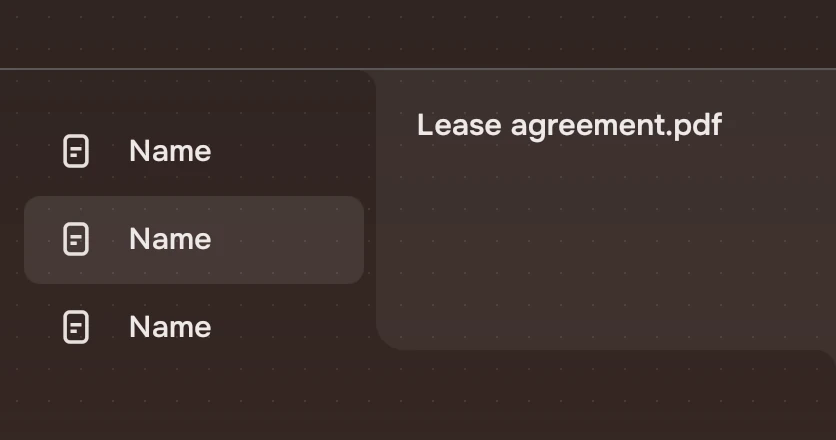 A list narrowed by a panel lifted from the page, with its name.