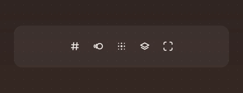 A row of five icon buttons with symbols that have no common meaning.