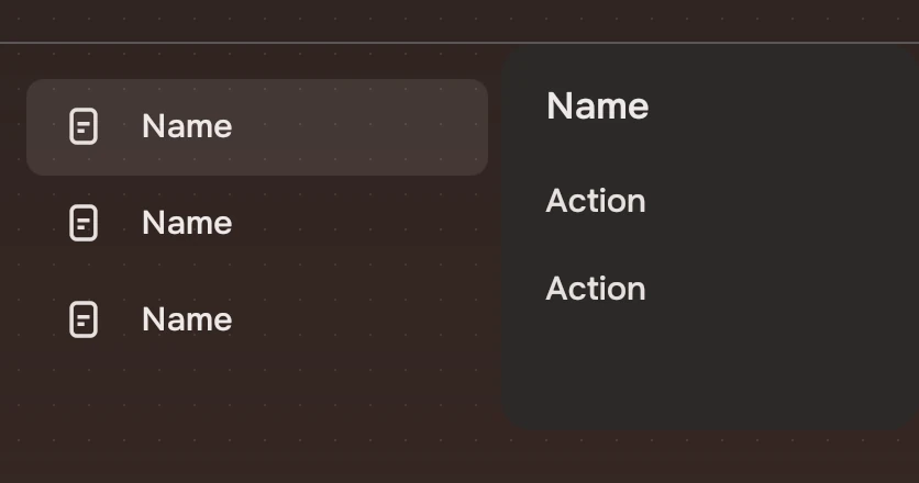 The same list with a solid grey panel beside it.