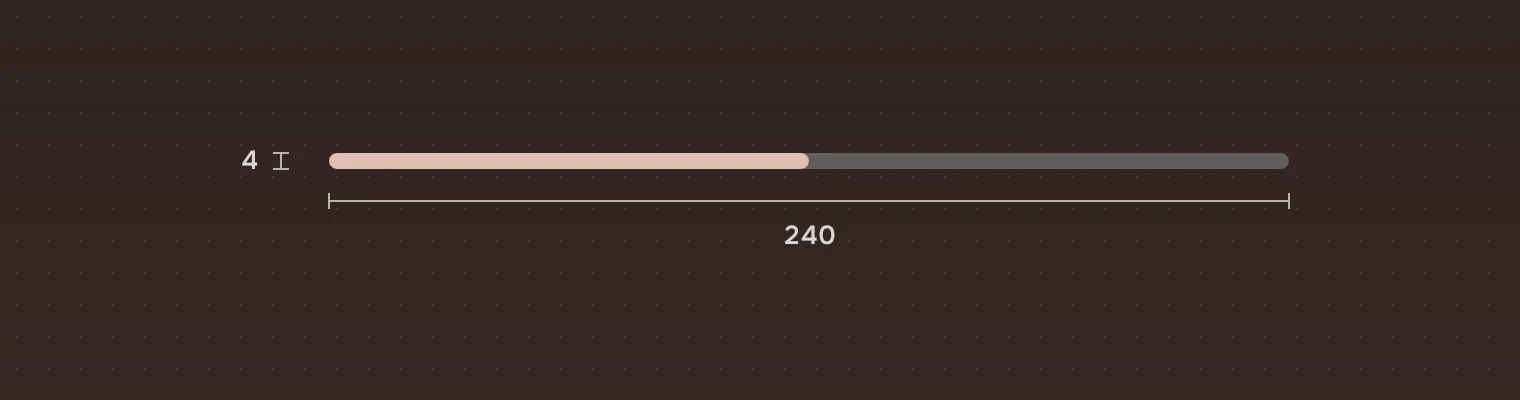 A bar at twice its size, 4 pixels high and 240 wide before it is given a width.