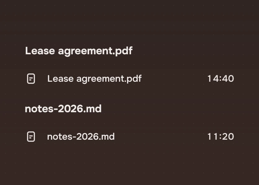 A heading over each row that repeats the name of the file below it.