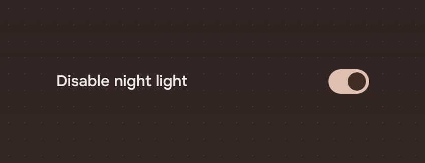 A row named Disable night light with its switch on.