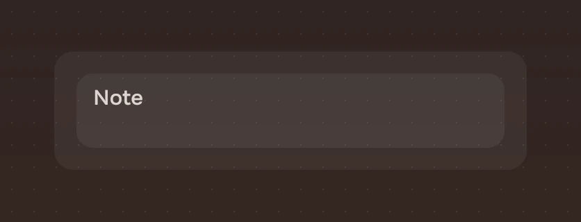 A panel with an empty text area whose hint reads Note, and no label.