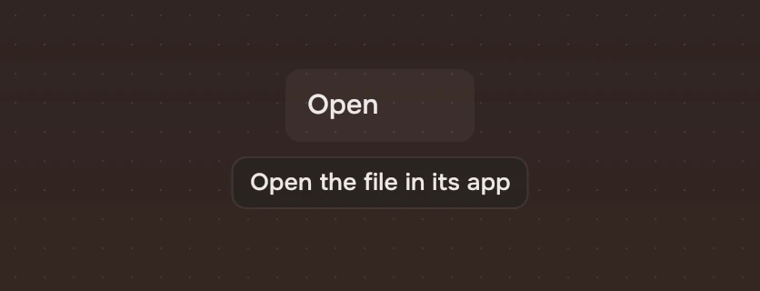 A word, Open, with a box under it that says Open the file.